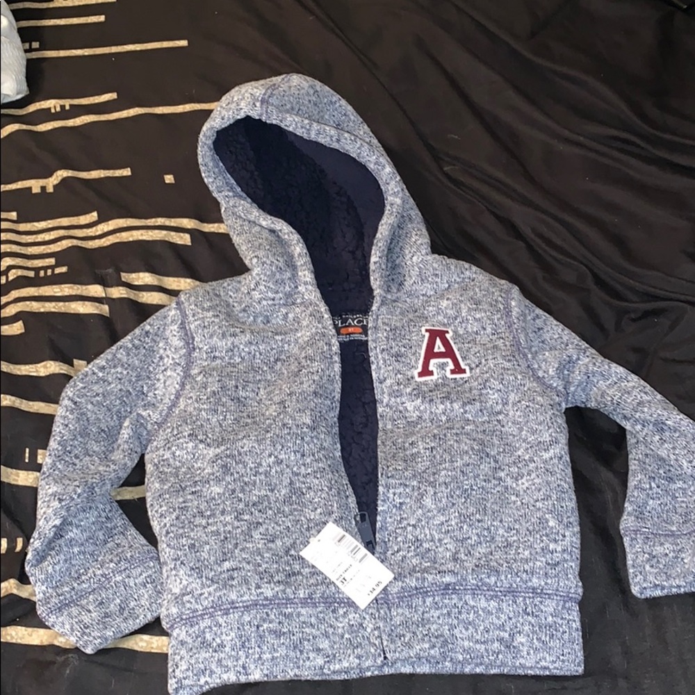 Sweat zipper hoodie with Sherpa lining